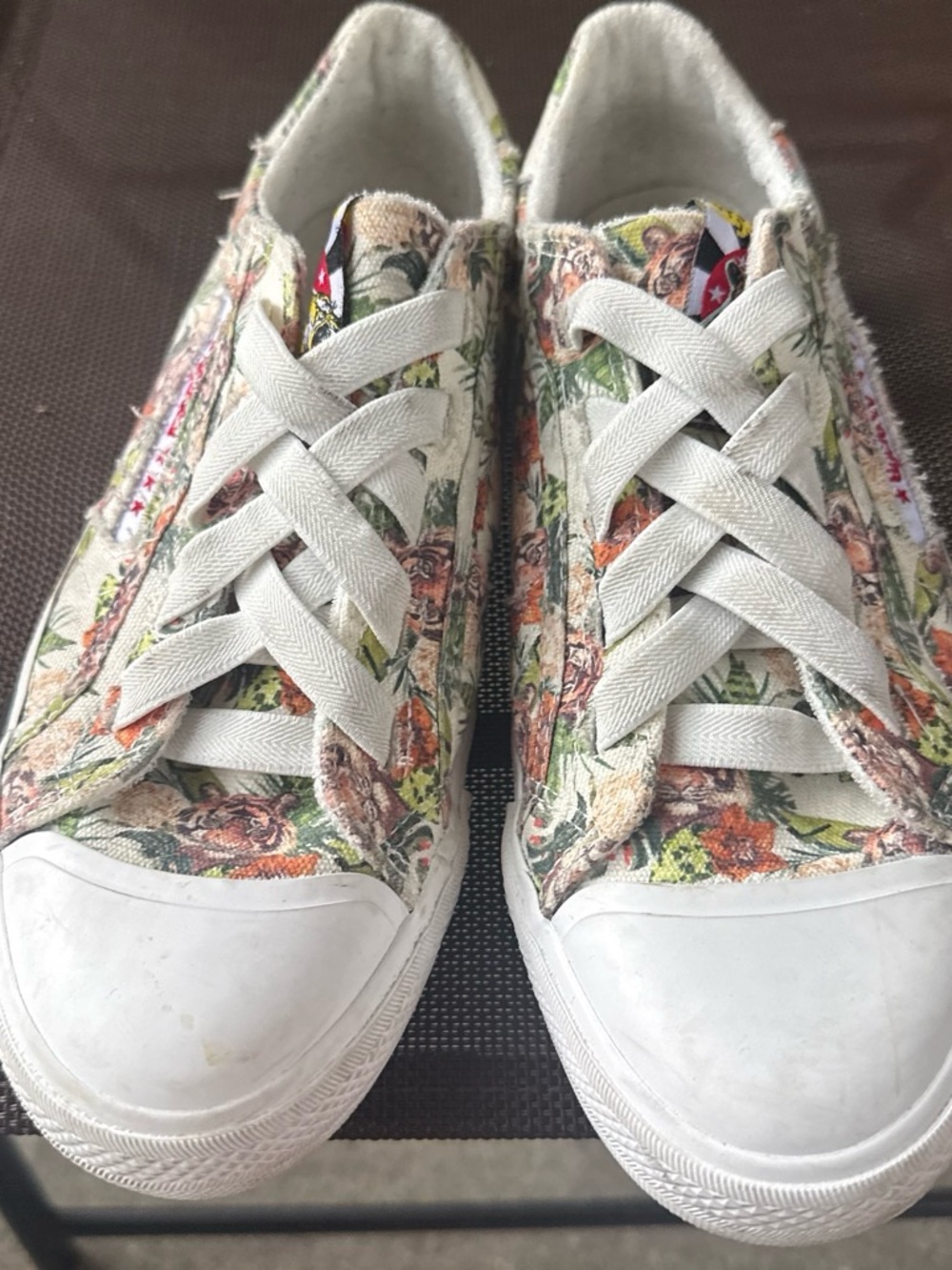 Floral Canvas Low-Top Sneakers in Multicolor